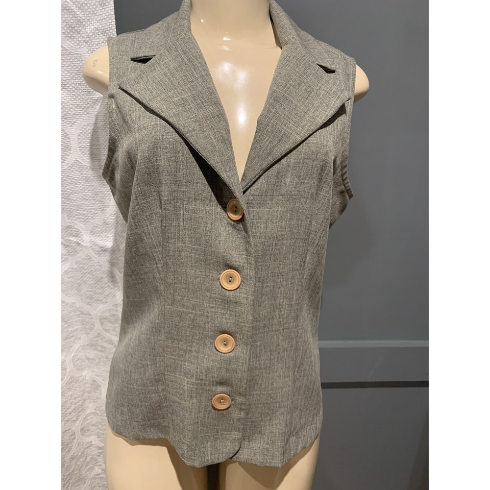 Vtg Giorgio Fiorlini Women's Sleeveless Gray Button-Down Vest Gillet Size S Top